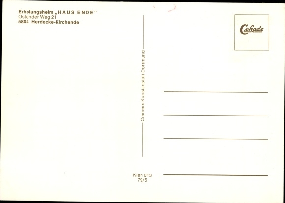 Postcard Herdecke an der Ruhr, Haus Ende convalescent home, Ostend Weg 21