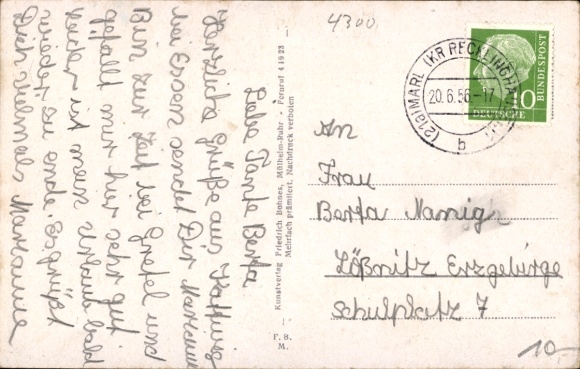 Postcard Kettwig Essen in the Ruhr area, church steps, Landsberg Castle Ratingen