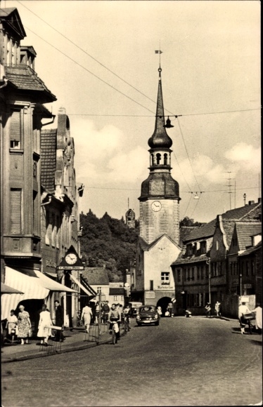 Postcard Spremberg in der Lausitz, Langestrasse, City Hall, Georgenberg Tower