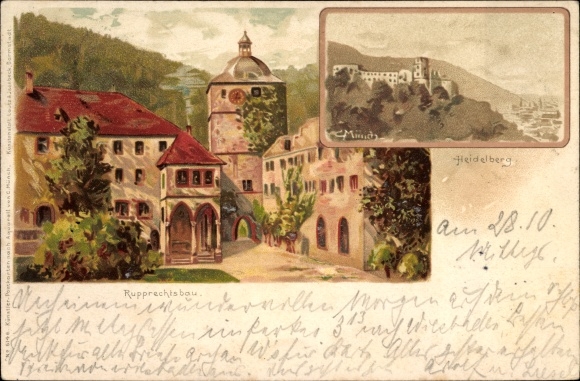 Artist Chromo-Litho Münch, C., Heidelberg am Neckar, Rupprechtsbau