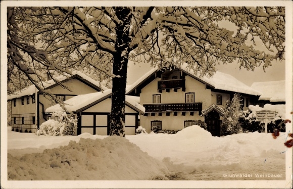 Postcard Grünwald in the district of Munich Upper Bavaria, Grünwalder Weinbauer, owner Leonhard Zach