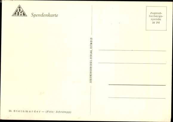 Postcard stone marten, DJH donation card