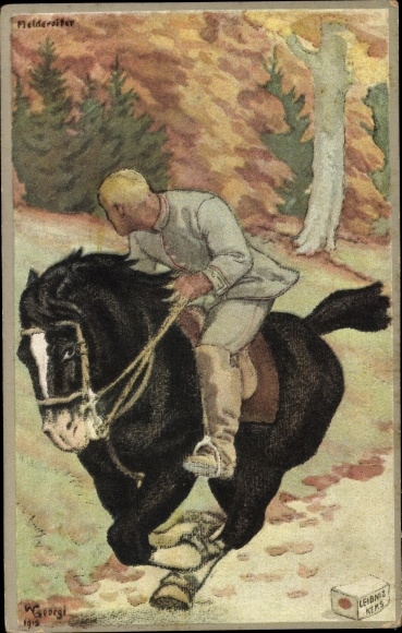 Artist PC Georgi, W., reporting rider, Leibniz biscuit, advertising, Bahlsens biscuit factory