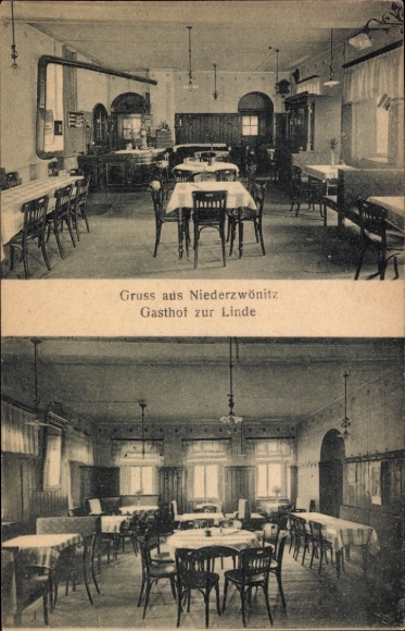 Postcard Niederzwönitz Zwönitz in the Ore Mountains Saxony, Gasthof zur Linde, interior view