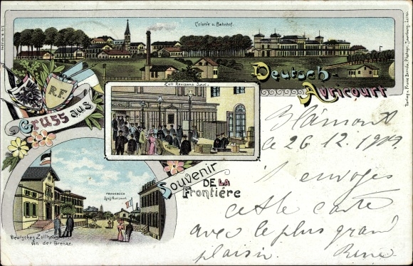 Litho Avricourt Allemand Deutsch Avricourt Meurthe et Moselle, Zollhaus an der Grenze, Bahnhof
