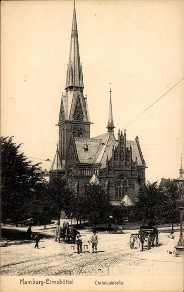 Postcard Hamburg Eimsbüttel, Christ Church