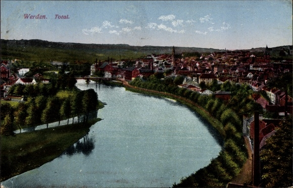 Postcard Werden Essen on the Ruhr, view over the city, panorama