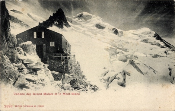 Postcard Cabane des Grands Mulets, Mont-Blanc, winter