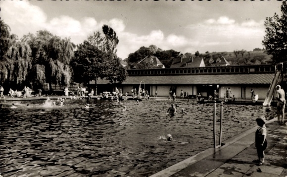 Postcard Wiehl in the Oberbergischer Kreis, outdoor pool, sauna facilities