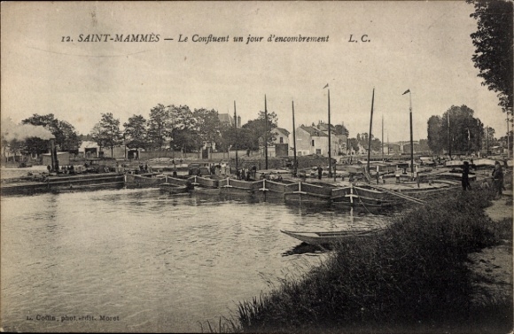 CPA Saint Mammès Seine et Marne, Le Confluent un jour d'encombrement