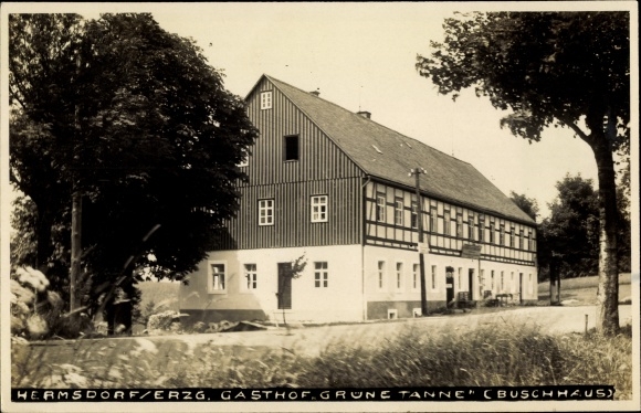 Photo Postcard Hermsdorf in the Ore Mountains, Gasthof Grüne Tanne, Buschhaus