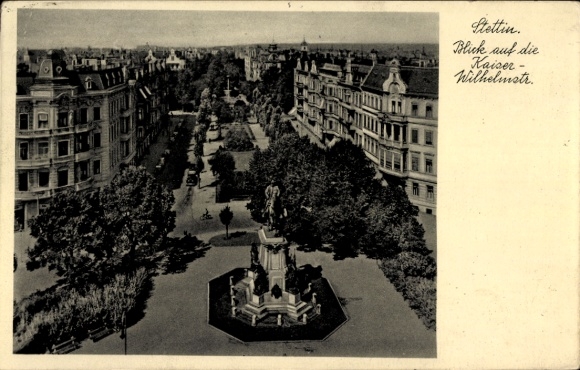 Postcard Szczecin Stettin Pomerania, Kaiser Wilhelm Street, aerial photo