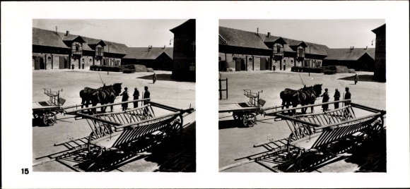 Stereo ruimtelijk beeld foto "De NS modelbedrijven 1937-38" nr. 15, Domein Schweighof bij Bad Rodach