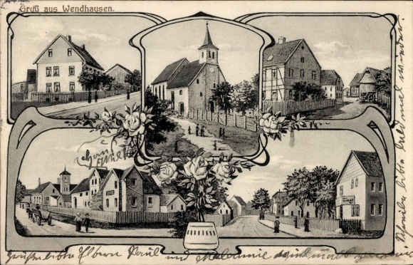 Art Nouveau PC Wendhausen Schellerten in Lower Saxony, church, town views