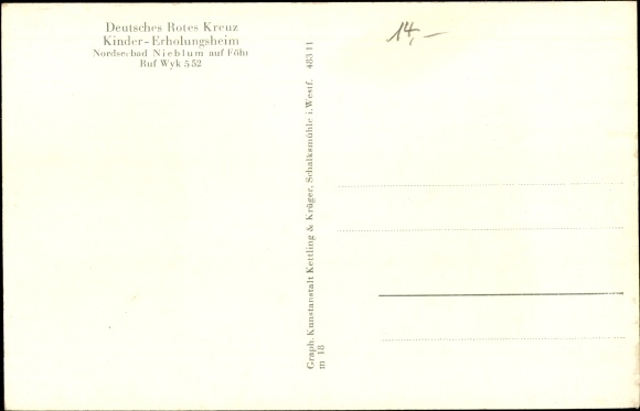 Postcard Nieblum on the island of Foehr North Friesland, children&#39;s convalescent home, German Red Cross