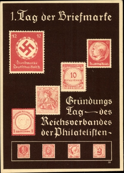 Postzegels Ak 1. Dag van de postzegel, oprichtingsdag van de Reichsvereniging van filatelisten