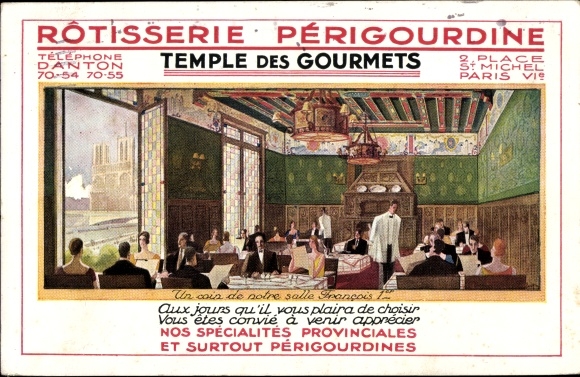 Postcard Paris II. District Luxembourg, Rotisserie Perigourdine, 2, Place St Michel