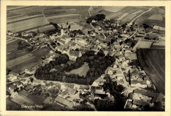 Postcard Gerzen in Lower Bavaria, aerial photograph