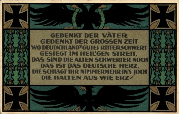 Artist Postcard Schauroth, Lina v., War Women and Children Welfare Bingen, Remember the Fathers