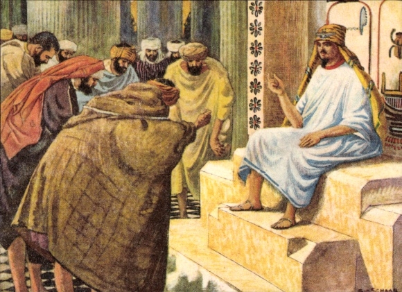 Künstler Ak Joseph van Egypte, En hoewel hijzelf zijne..., Genesis XLII:8