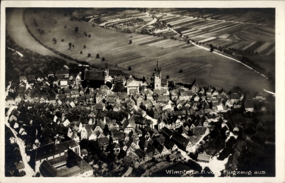 Postcard Bad Wimpfen am Neckar, aerial photograph