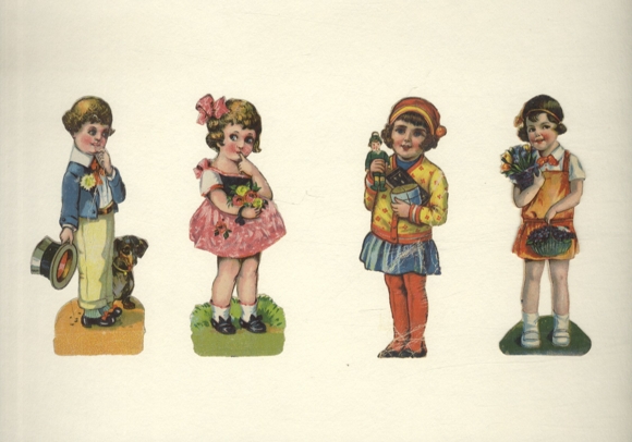 4 wafers children with dachshund, flowers, toys, size approx. 14 x 4 cm each