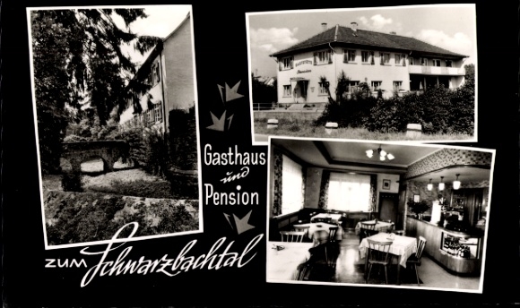 Postcard Unterschwarzach Schwarzach in the Odenwald Baden, inn-pension to the Schwarzbachtal
