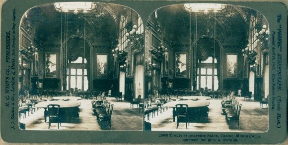 Stereo photo Monte Carlo Monaco, Trente et quarente salon, casino, interior view