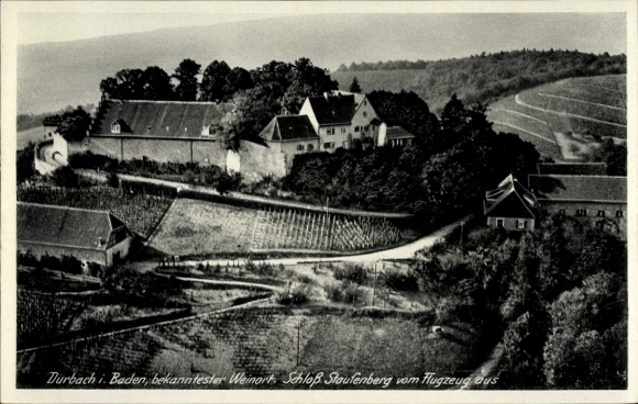 Ak Durbach in Baden, Fliegeraufnahme, Schloss Staufenberg