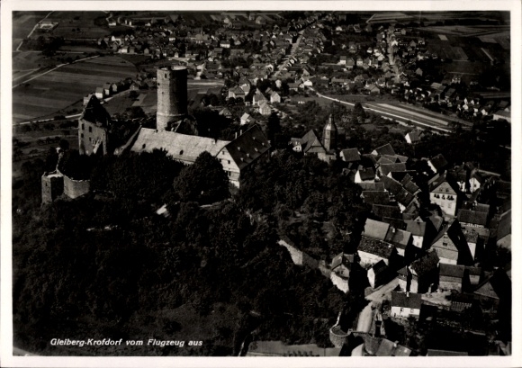 Postcard Krofdorf Gleiberg Wettenberg in Hesse, aerial photograph of the town