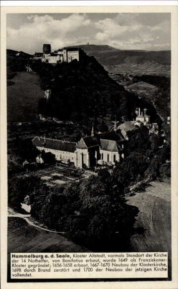 Postcard Hammelburg in Lower Franconia Bavaria, Kloster Altstadt, aerial photograph