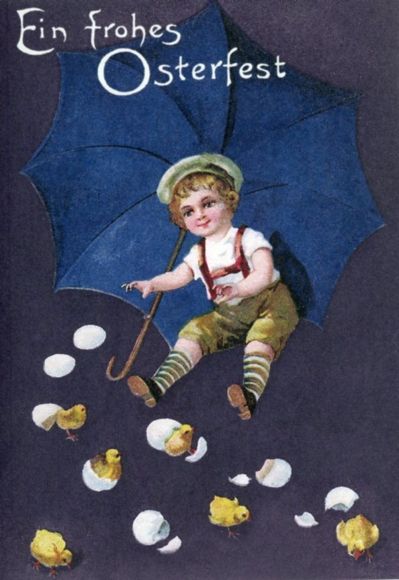 Set aus 7 Grusskarten Ostern (neu) - Osterhasen, Engel, Lamm, Küken, Osterei