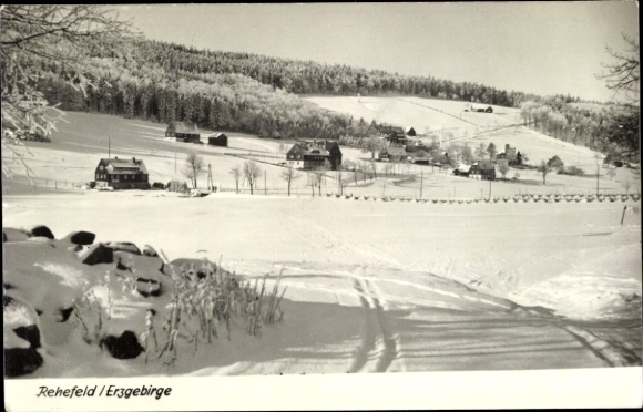 Postcard Rehefeld Zaunhaus Altenberg in the Ore Mountains, winter view