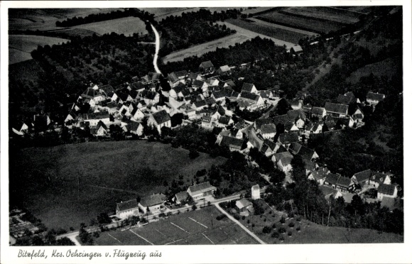 Postcard Bitzfeld Bretzfeld in Württemberg; aerial photograph