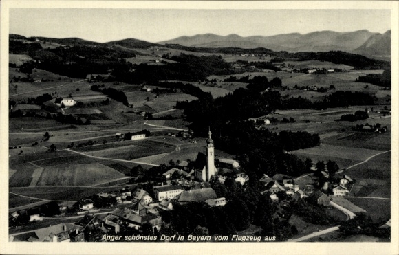 Postcard Anger in Upper Bavaria, aerial photograph