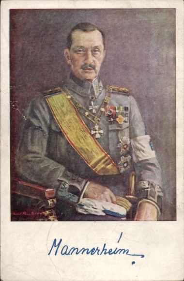 Artist Postcard Carl Gustaf Emil Mannerheim, Commander-in-Chief of the Finnish Army, World War I