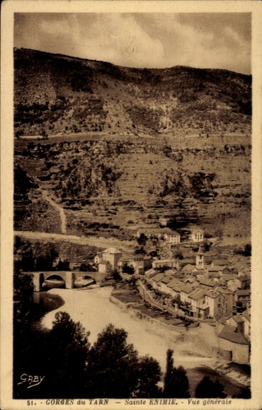 Postcard Sainte Enimie Lozère, Gorges du Tarn, general view