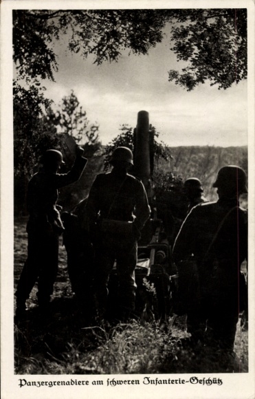 Ak Deutsche Wehrmacht, Panzergrenadiere am schweren Infanterie Geschütz