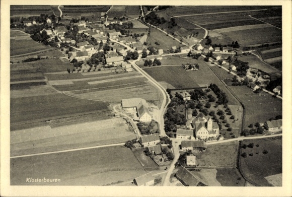 Postcard Klosterbeuren Babenhausen in Swabia, aerial photograph
