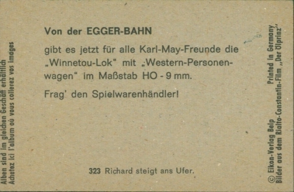 Collector's card Karl May, film scene, The Oil Prince, No. 323