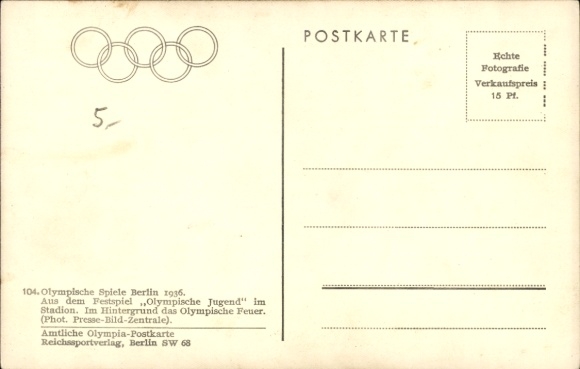 Postcard Berlin Westend, Olympic Games 1936, Olympic Youth Festival in the Stadium