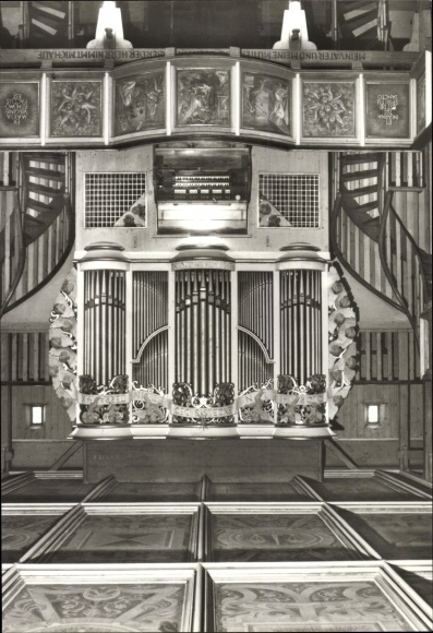 Ak Mauersberg Großrückerswalde in het Ertsgebergte, Kreuzkapelle, Eule-orgel
