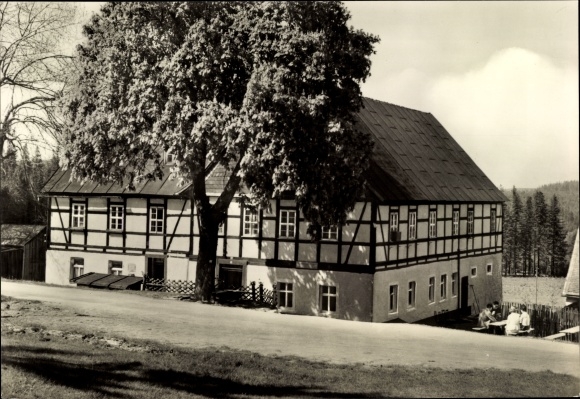 Postcard Riesenberger houses Sosa Eibenstock in the Ore Mountains, inn