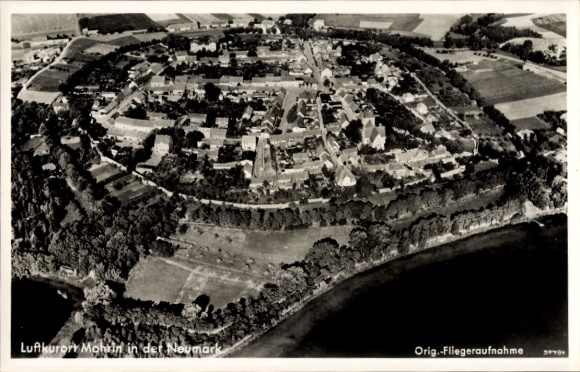 Postcard Moryń Mohrin Neumark East Brandenburg, aerial photograph