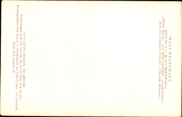 Postcard Actress Maly Delschaft, DEFA, Affaire Blum, The Sonnenbrucks