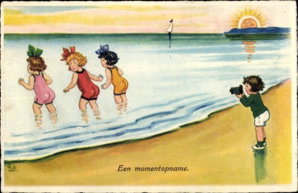 Artist Postcard Junge photographs three girls in the water