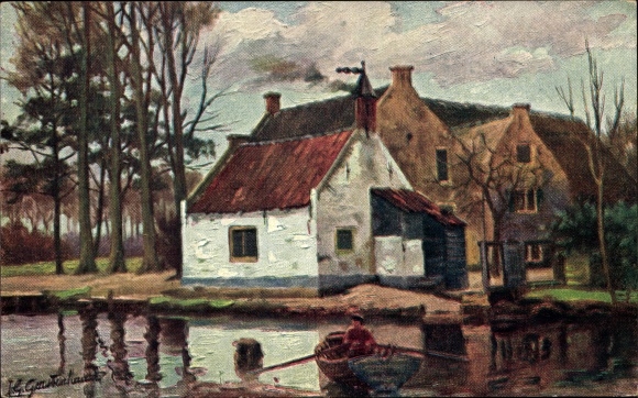 Artist PC Gerstenhauer, Johann Georg, Dutch motif, canal