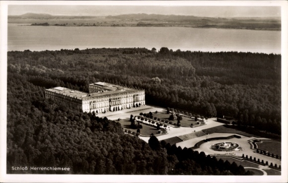 KP Herrenchiemsee Herreninsel Chiemsee Górna Bawaria, zamek, panorama