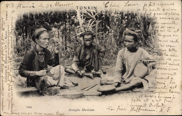Postcard Tonkin Vietnam, Blind Musicians