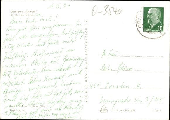 Postcard Osterburg in the Altmark, Street of Peace